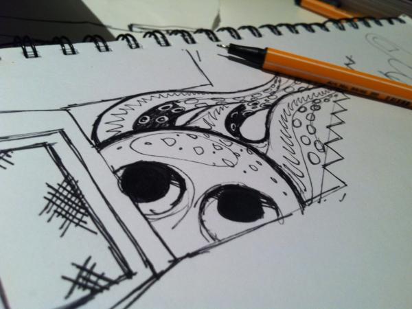 onfire design ocotpus mural sketch