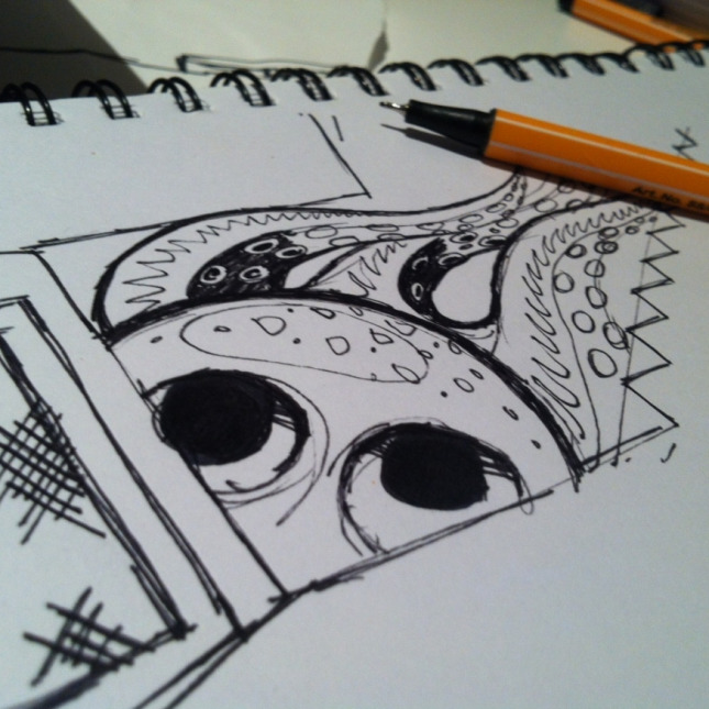onfire design ocotpus mural sketch