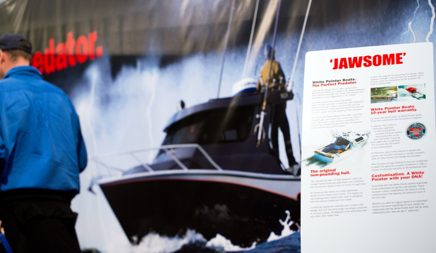 Onfire design White pointer Boats hutchwilco boat trade show stand 01