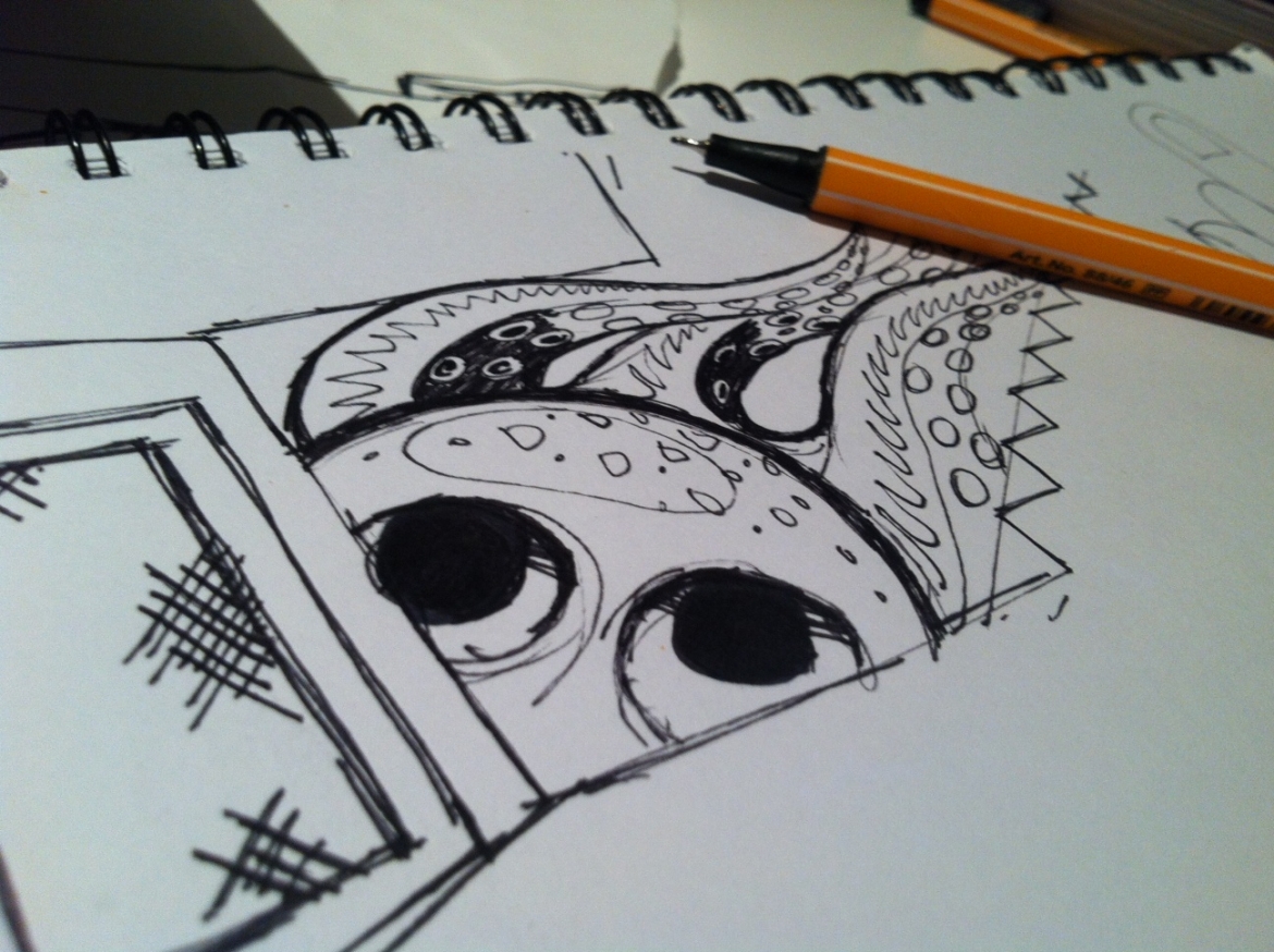 onfire design ocotpus mural sketch