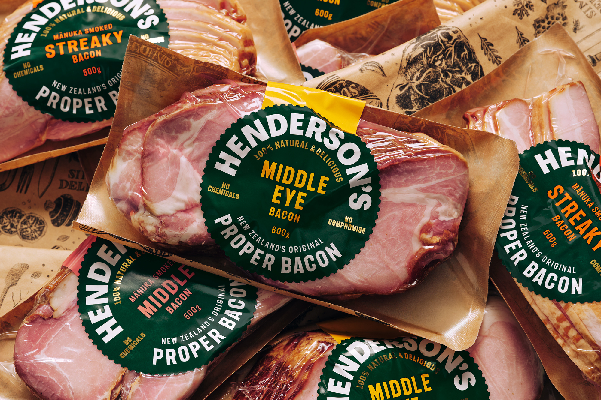 Onfire Design Hendersons Bacon Packaging Identity1