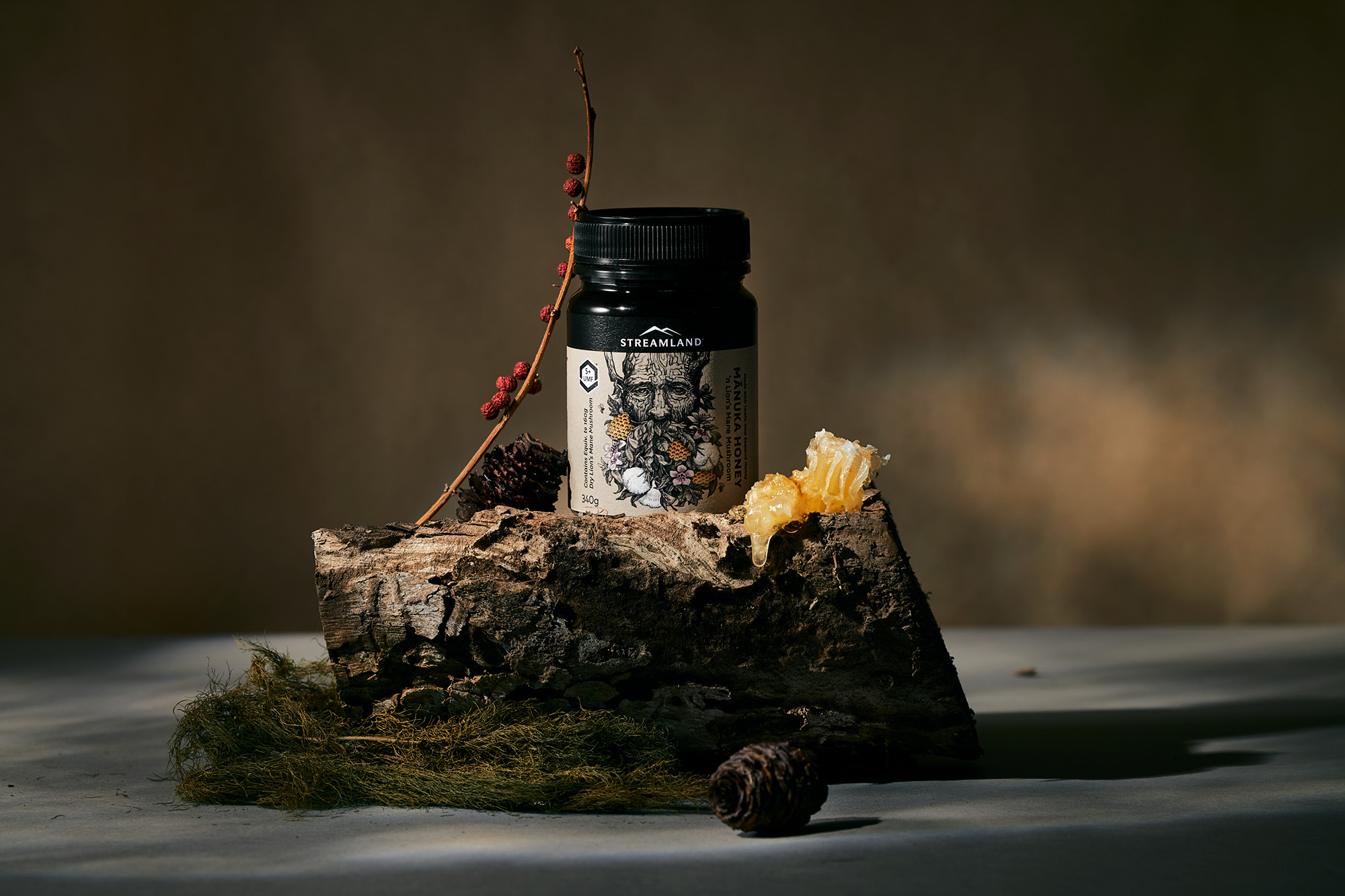 onfire design streamland lion mane manuka honey packaging design auckland 10