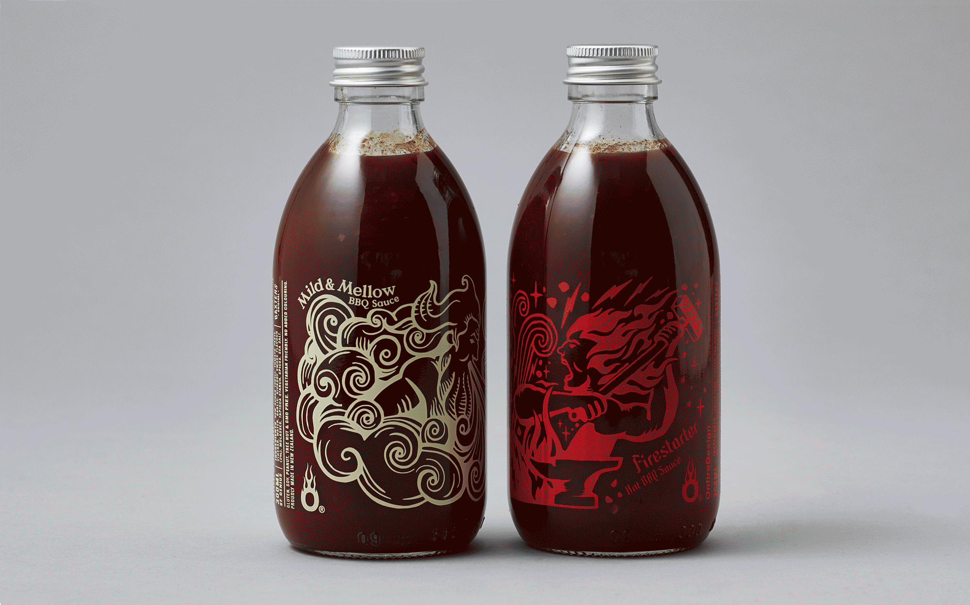 onfire design hot sauce packaging design branding bottle rotation3