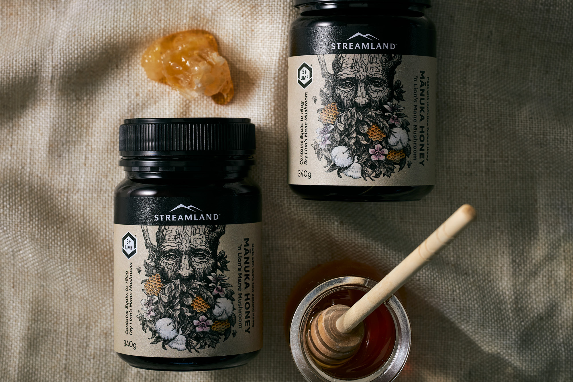 onfire design streamland lion mane manuka honey packaging design auckland 17